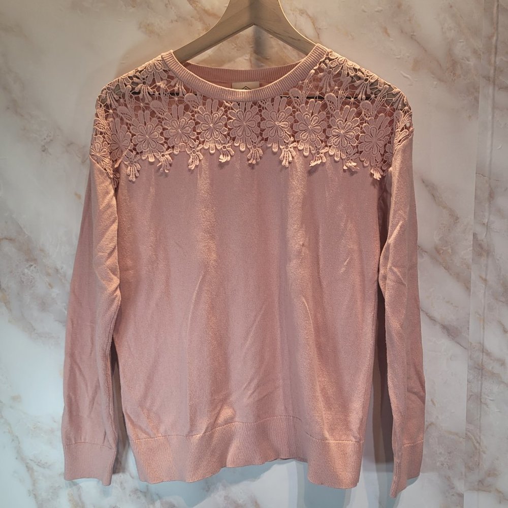 St. John's Bay Pink Floral Lace Sweater